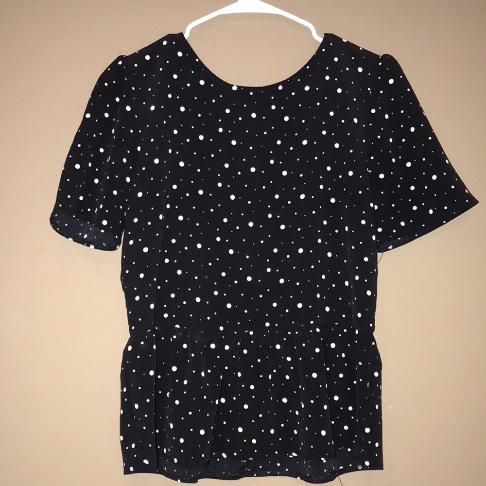 Black with white polka dot top size 34